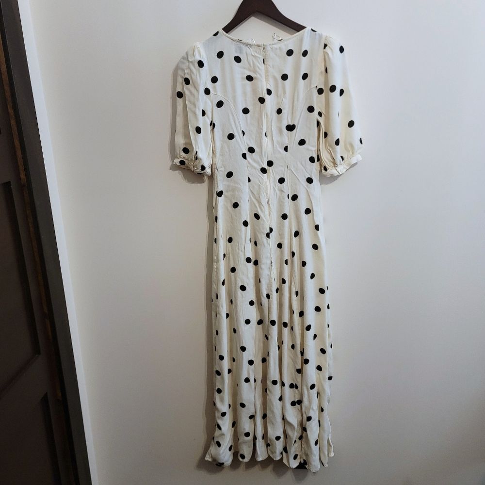 Something Navy Arielle Charnas Black Cream Polka Dot Midi Dress Size XS - Picture 6 of 12